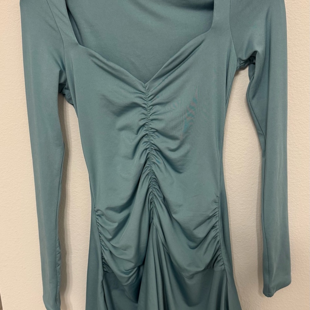 Oh Polly Lili Long Sleeve Waterfall Skirt Mini Dress